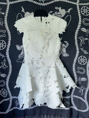 White Floral Cutout Mini Dress by Self-Portrait